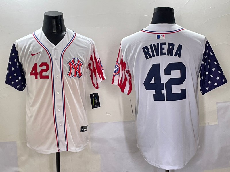 Men 2025 MLB New York Yankees 42 Rivera white jersey style 8